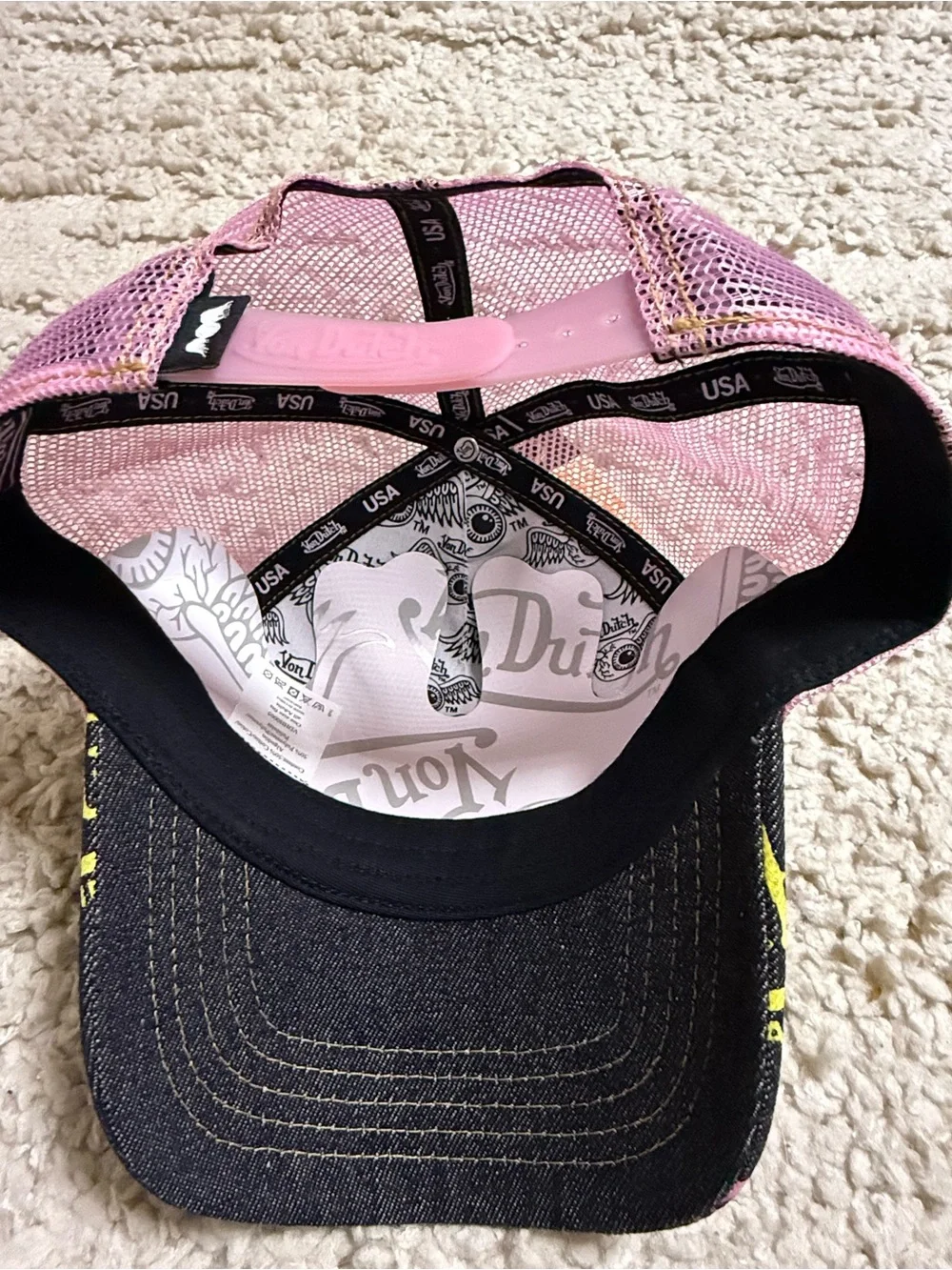 New unisex Von Dutch Tagged dark denim Trucker Hat